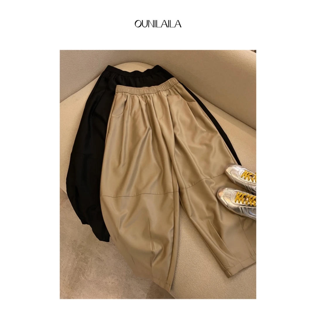 YouYou【折纸裤】折纸压叠纯色休闲夏款九分裤女士潮流裤子KZ6312N