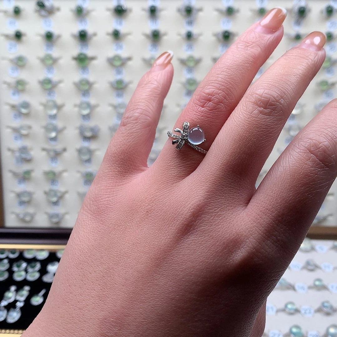 蛇纹石玉银S925镶嵌戒指