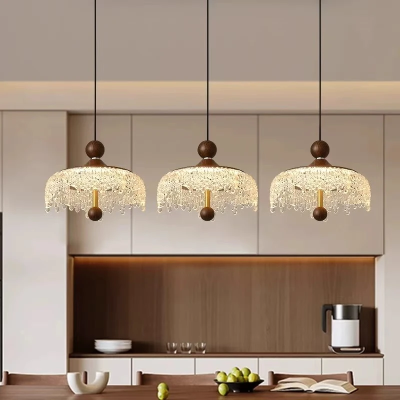 220V手工水转印节能风吊灯简约新中式日式轻奢