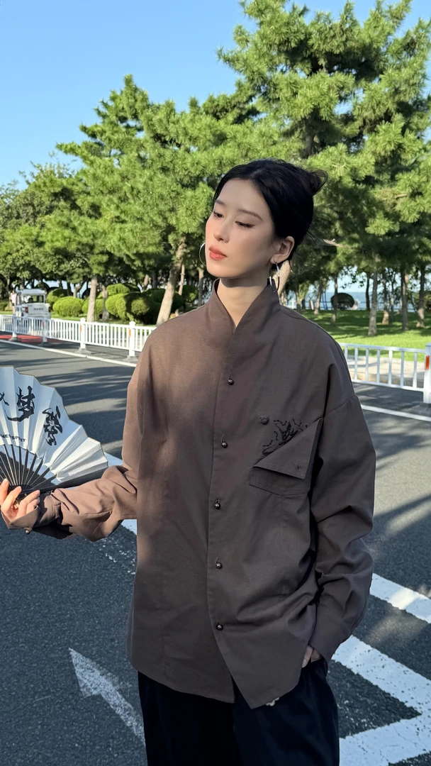 半闲集<内有乾坤>棉麻衬衫秋季新款新中式国风衬衣唐装上衣