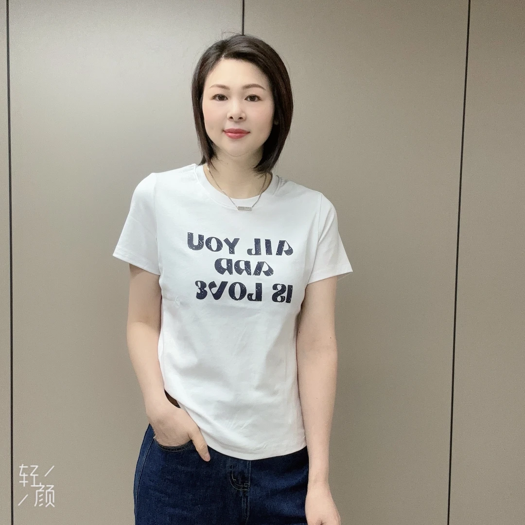 【魅力风】 新款圆领印花字母显瘦气质百搭短袖T恤5266款