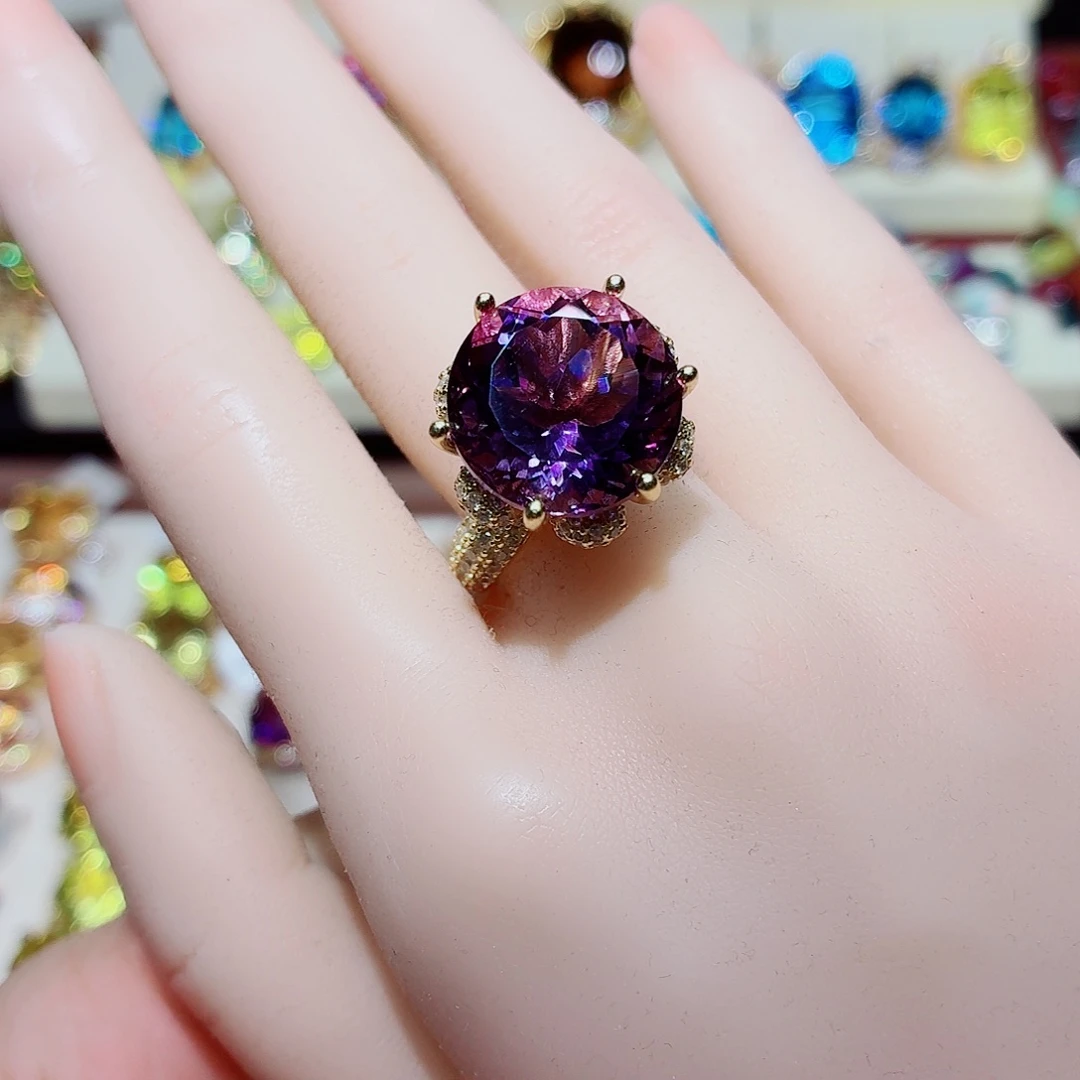 戒指银S925镶嵌水晶