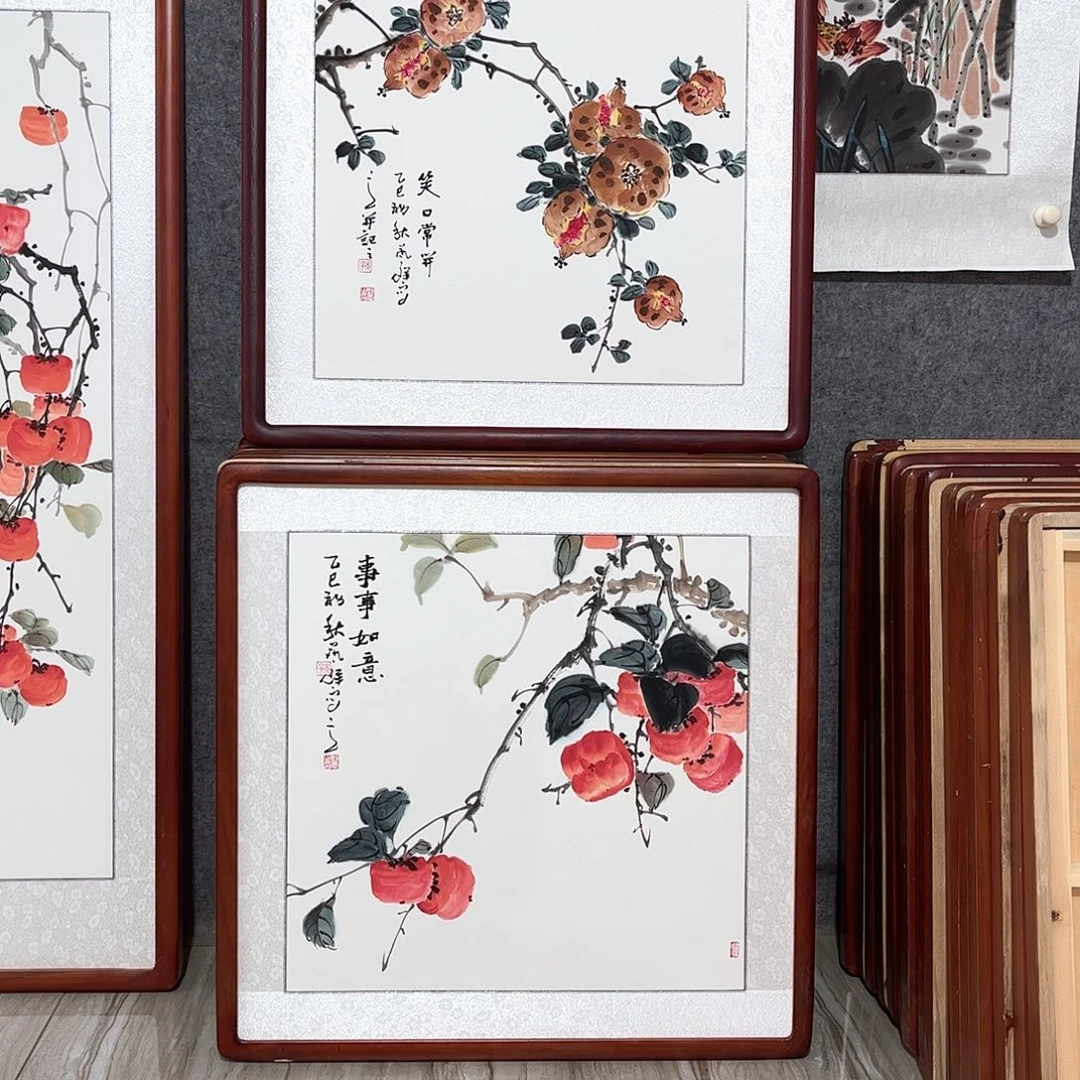 国画书画作品带框63×63