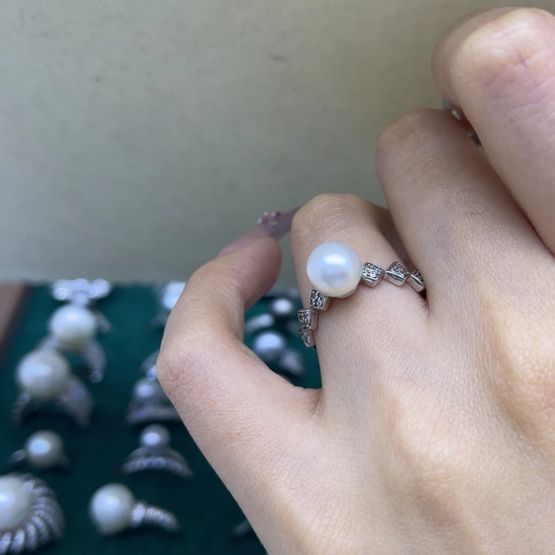 淡水珍珠戒指银S925镶嵌
