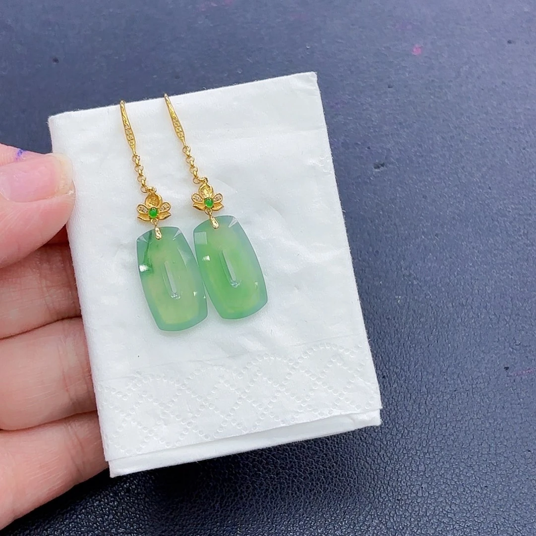 翡翠18K金镶嵌耳饰精品•耳饰一对