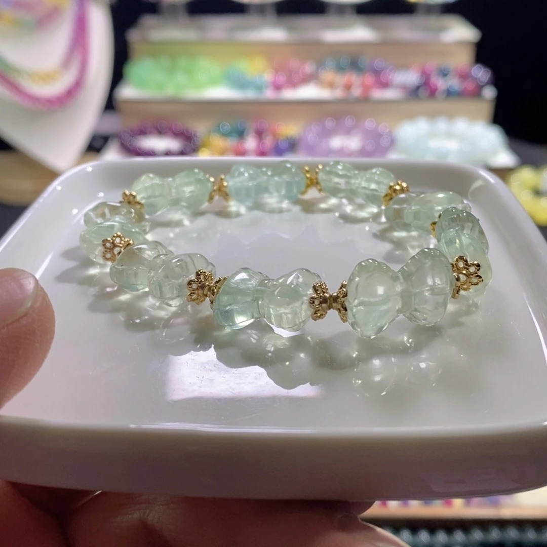 未镶嵌手链萤石帕蓝色蝴蝶结13mm