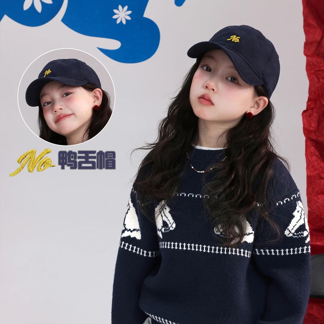 no秋·韩系复古亲子棒球帽立体刺绣男女童ins软顶时尚百搭鸭舌帽