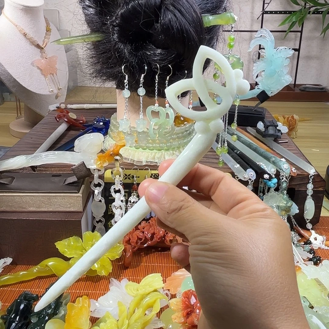 蛇纹石玉合金发饰