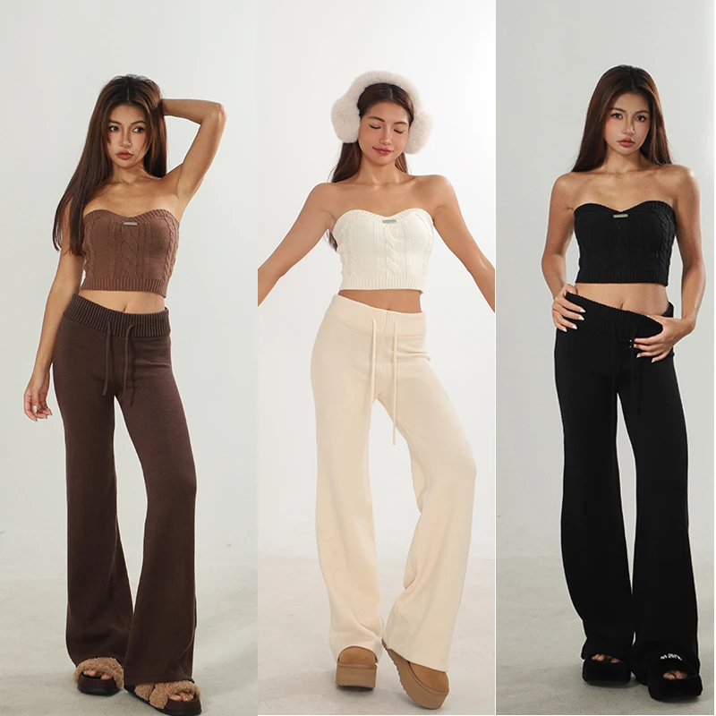 小野熊 设计款冬季新款毛织抹胸辣妹背心X23B9672