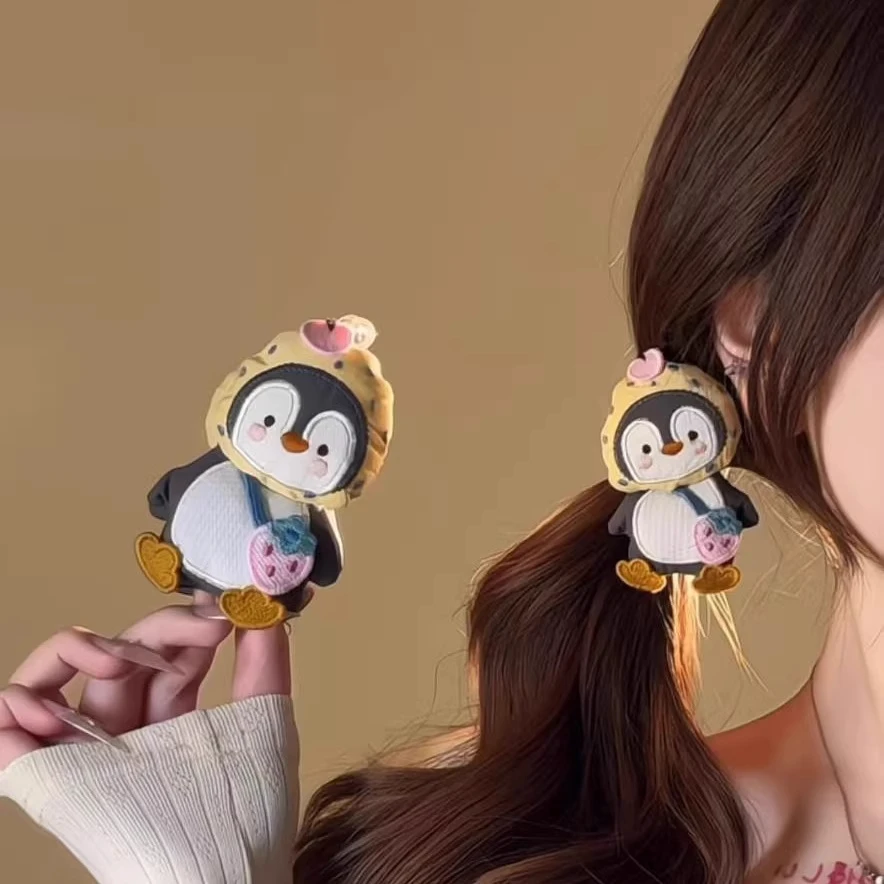 可爱卡通企鹅香蕉夹发夹巨显发量香蕉夹后脑勺盘发百搭甜妹发饰