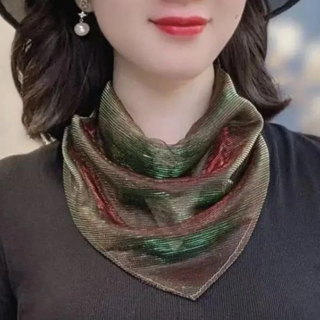 2025春秋季新款磁吸扣护颈丝巾时尚百搭小围巾三角巾遮颈纹围脖