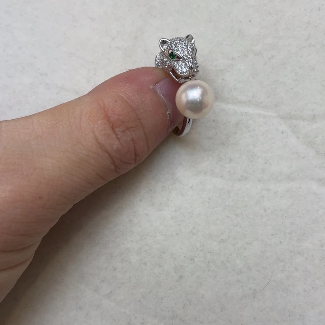 戒指银S925镶嵌海水珍珠