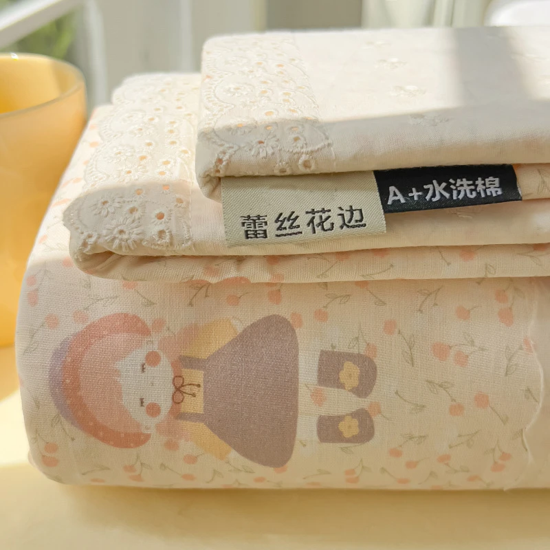 夏季镂空花边床单单件非全棉纯棉被单枕套三件套学生冰丝垫单人