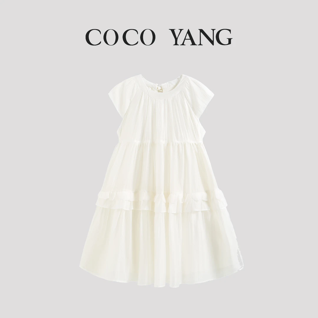 夏季自带蓬松感气质连衣裙柔软设计感休闲女童亲子装裙子-SU673