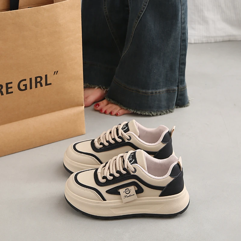 女鞋运动鞋女款2025新款春季爆款学生百搭厚底板鞋防滑软底休闲鞋
