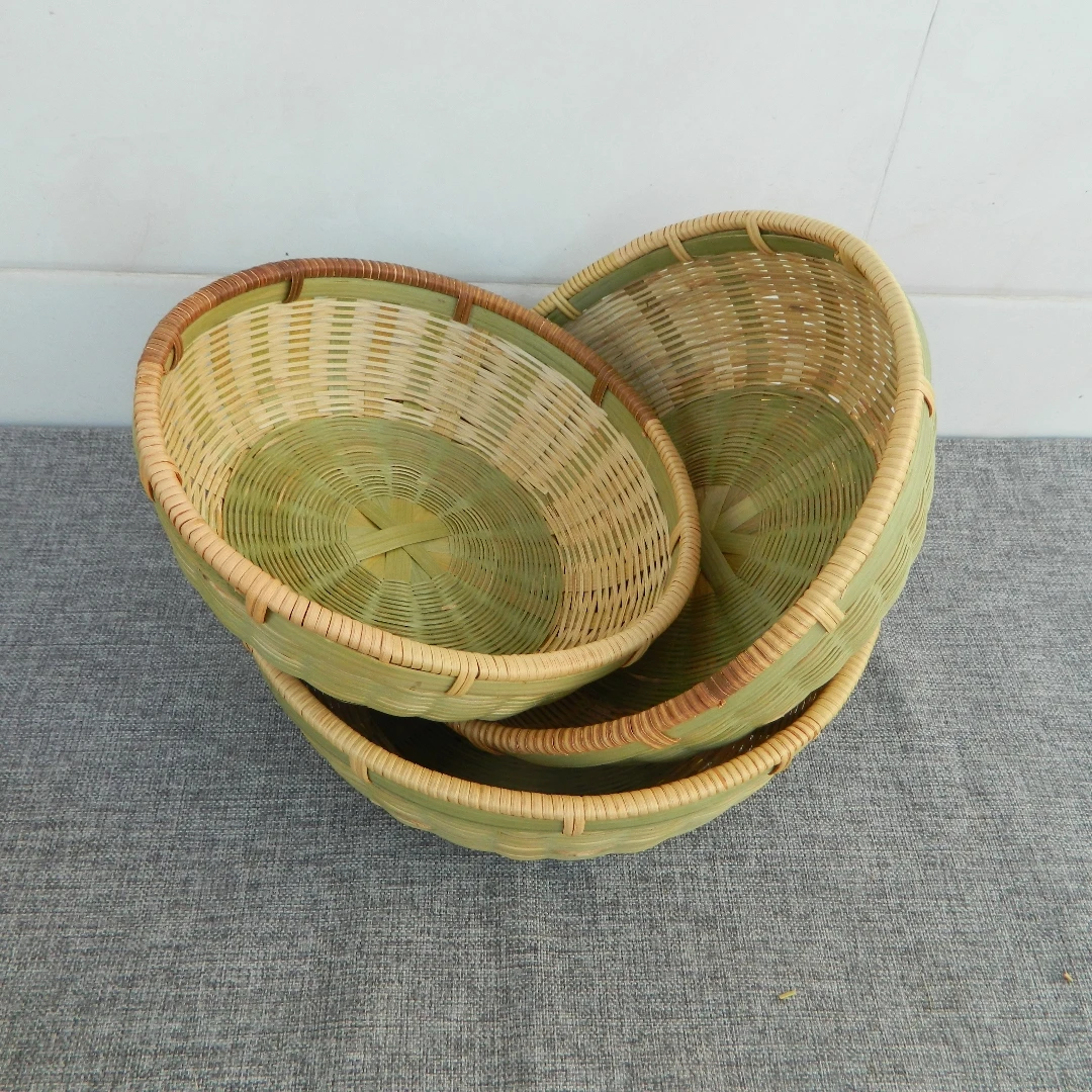 野生藤收口碗形竹筐竹篮简约纯手工环保