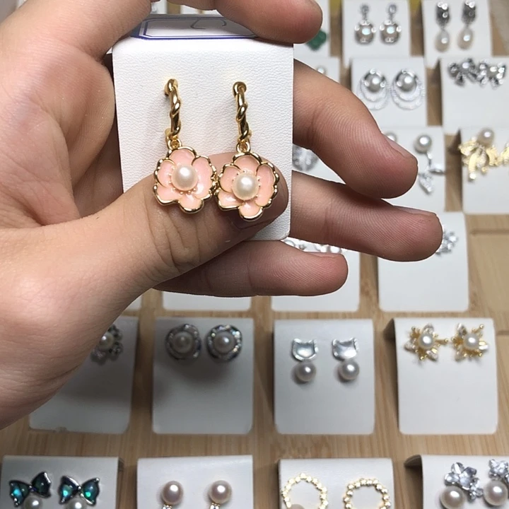 淡水珍珠耳饰银S925镶嵌