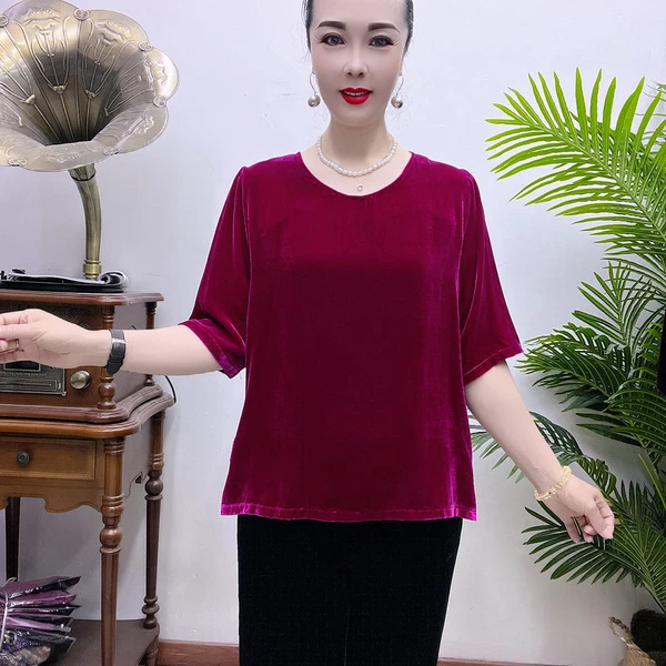 桑蚕丝小衫中老年时尚高档气质百搭88A9069