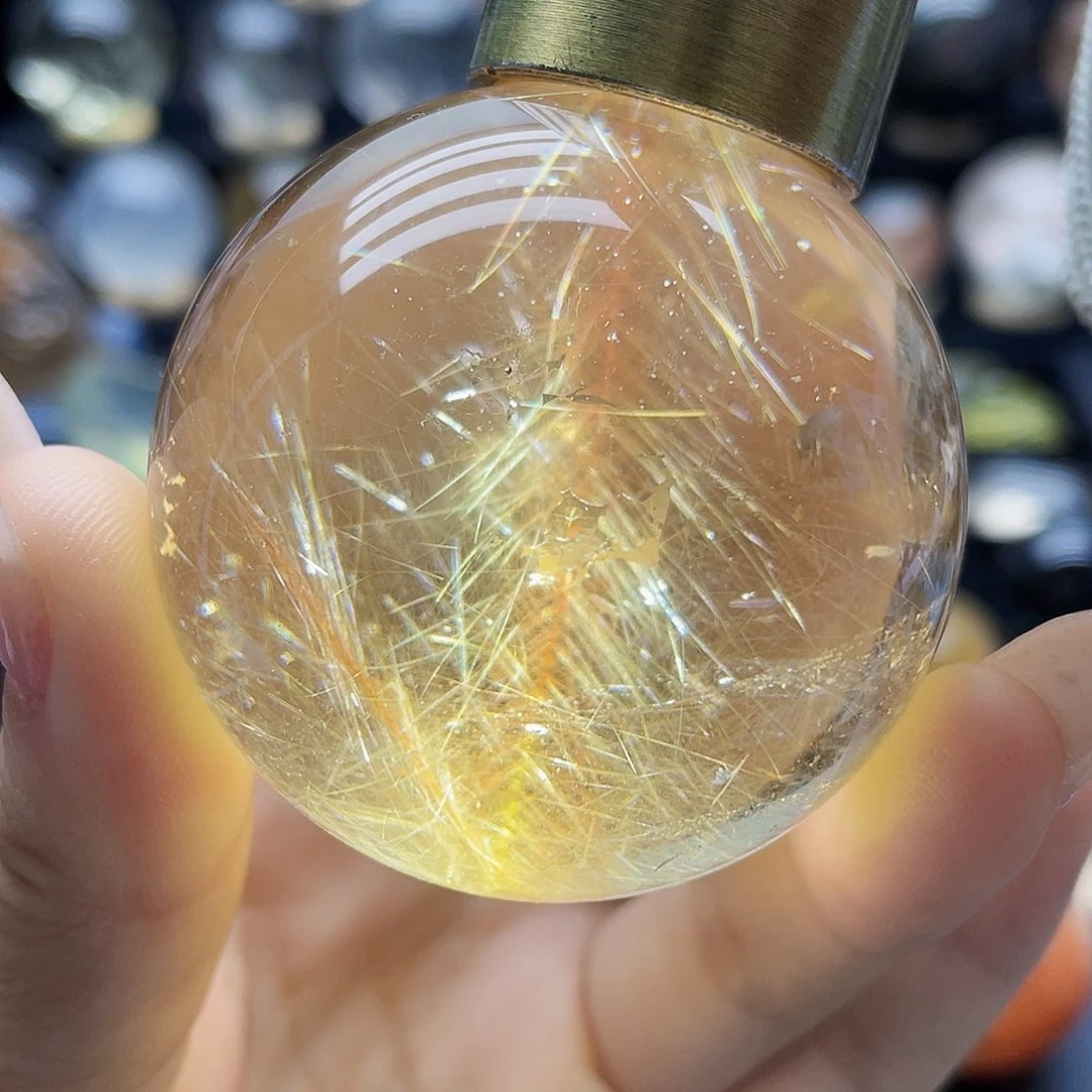 水晶珠宝半成品未镶嵌天然兔毛51.3mm