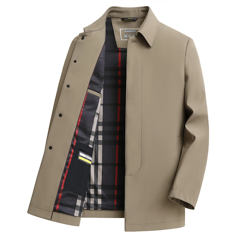 翻领行政夹克男士春秋中长款商务舒适休闲男外套纯色时尚防风新品