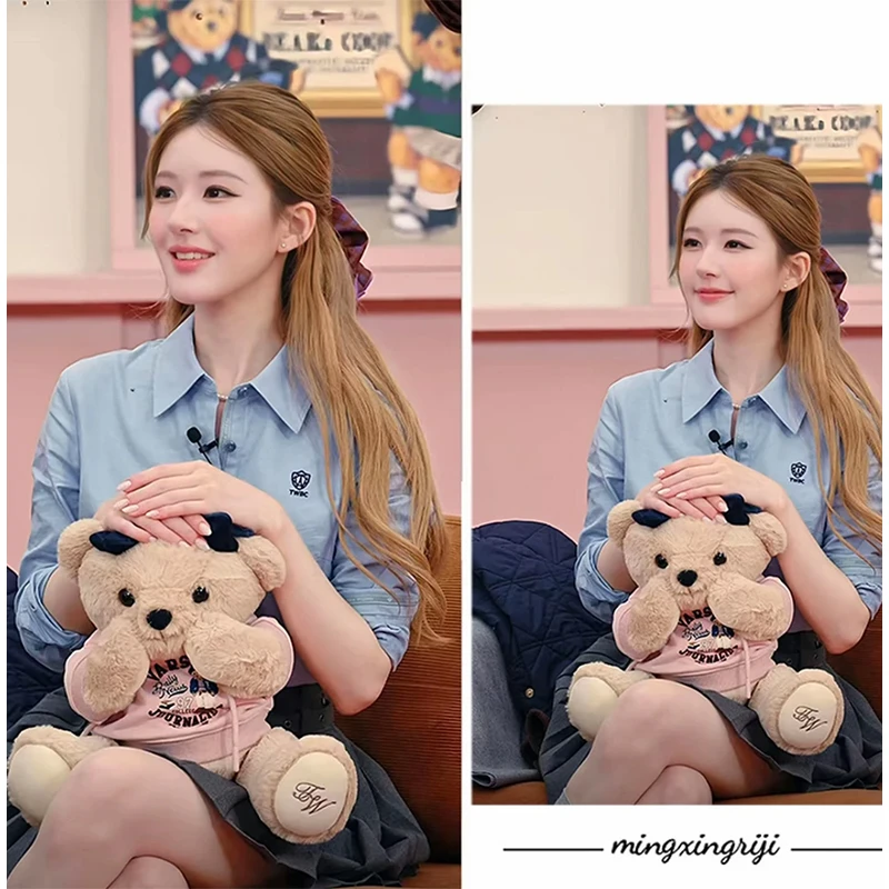 赵露思同款小熊2025秋季新款蓝色衬衫上衣女纯色高腰显瘦半身裙