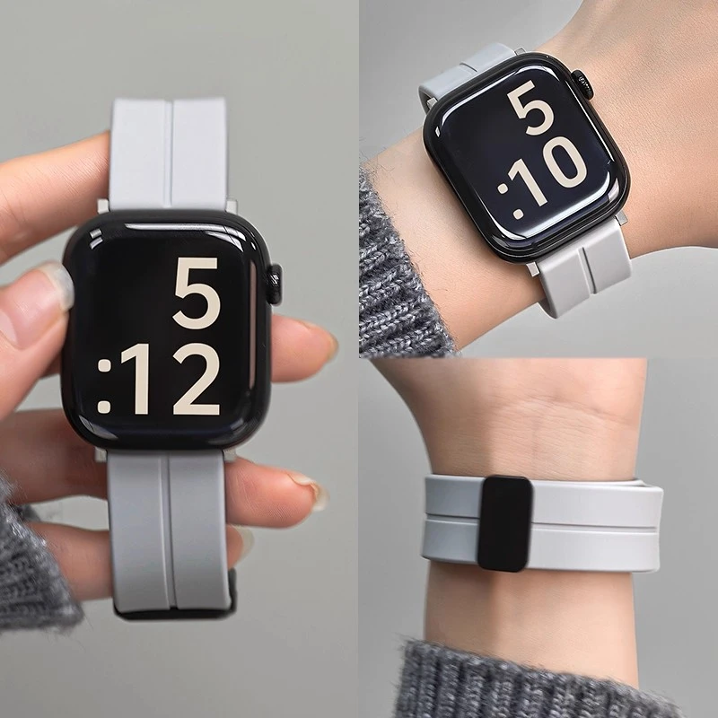 UhADa适用小米手环9pro表带创意硅胶折叠磁吸扣小米手环8pro表带