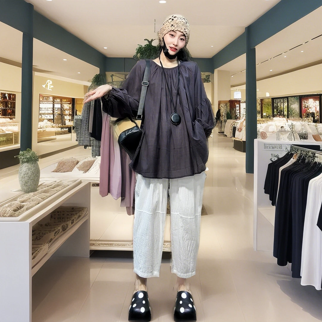 335麻料蓬蓬衫 穿出松弛感 藏肉显瘦呼吸感美学森系少女女感衬衫