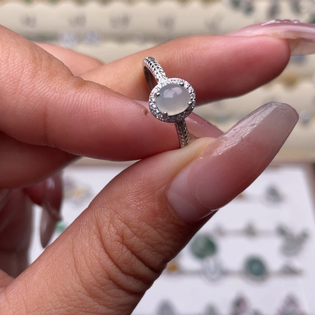 翡翠银S925镶嵌耳饰1