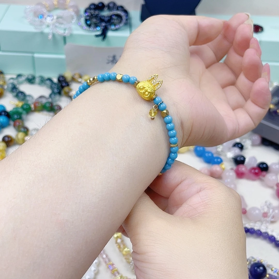 手饰针钠钙石银S925镀金镶嵌