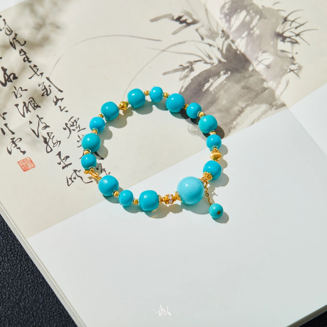 L【松澜】·似梓珠宝· 18K绿松圆珠手串 XYGD308295-B