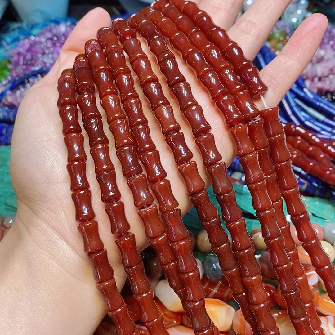 玛瑙/玉髓散珠红玛瑙竹节8✖️12mm