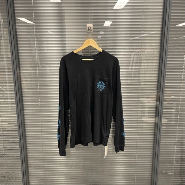 95新 Chrome Hearts/克罗心 黑色三十字蓝色圆领长袖 xl码 #10340