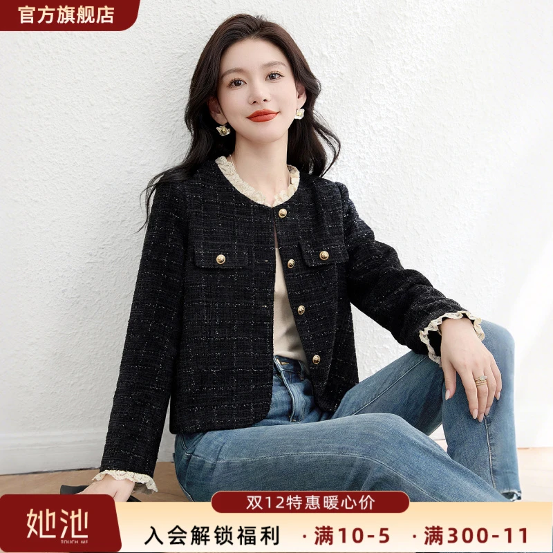 丝柏舍2025秋装新款女装简约单排扣短款长袖圆领外套S53R4430A