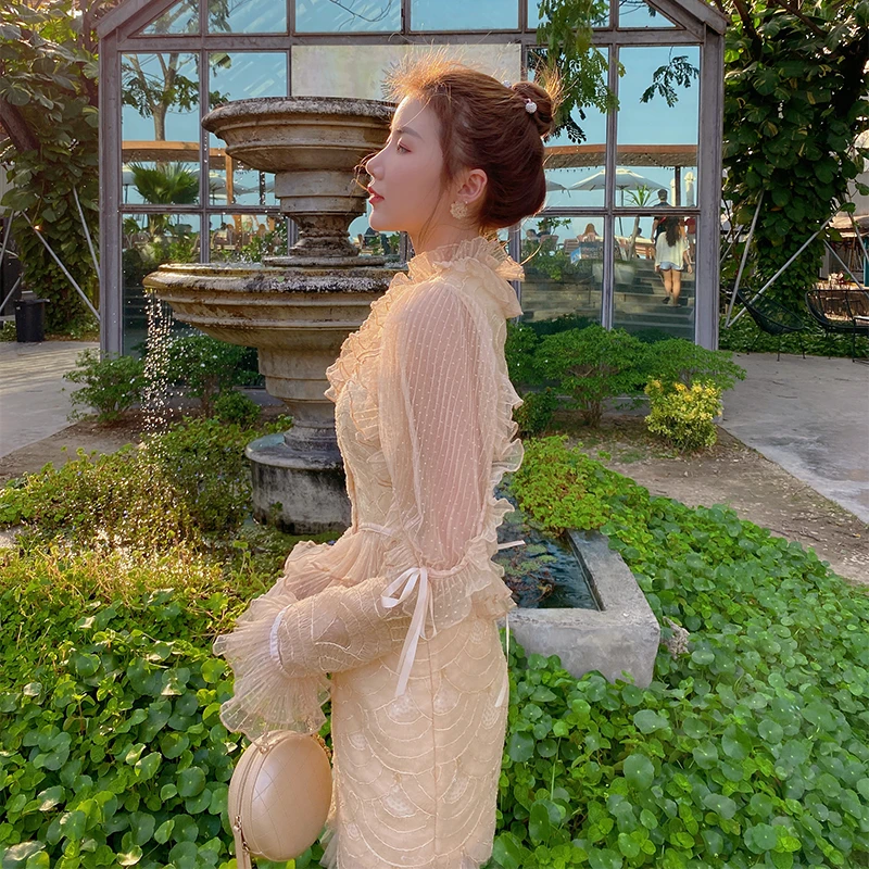 【22011】小众气质宫廷风流行蕾丝时尚套装