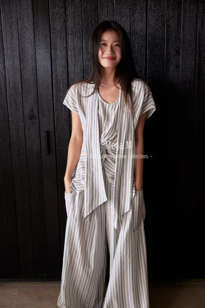 福秒-是条纹的！配飘带上衣（MG01220#）MG