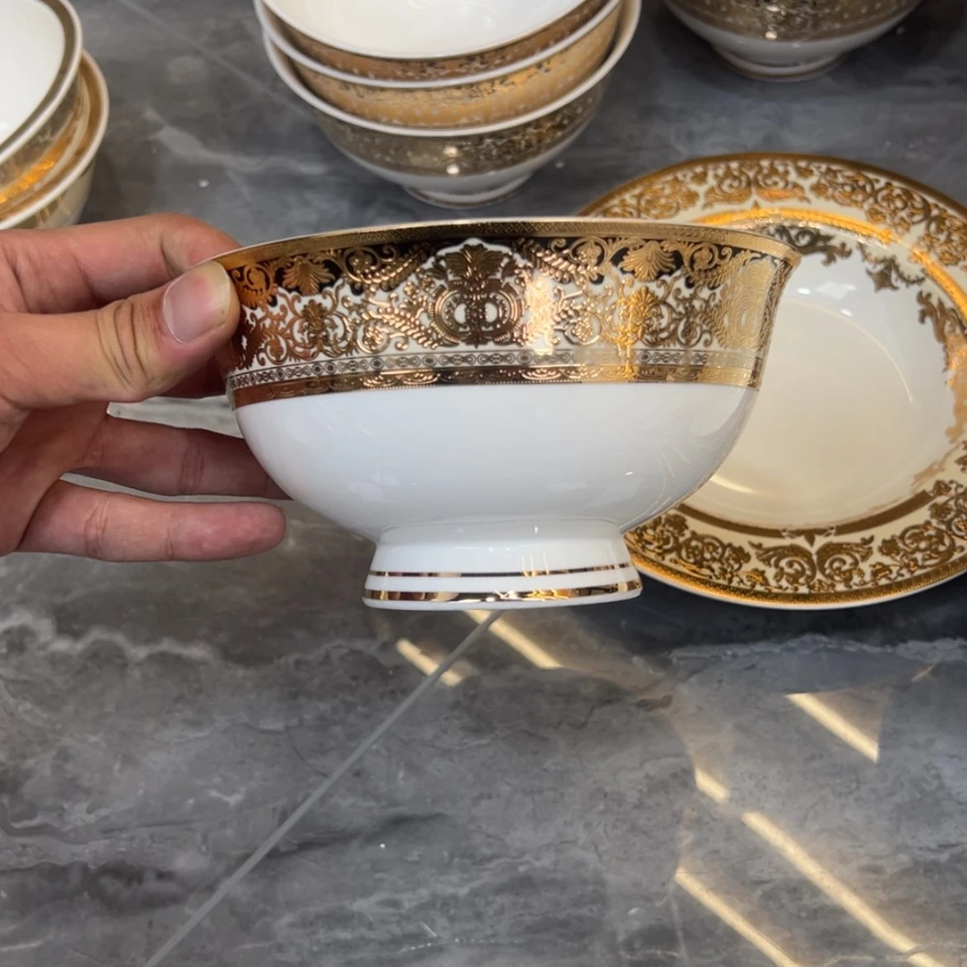 【闪购商品】瓷片6寸高脚碗四个一单微瑕