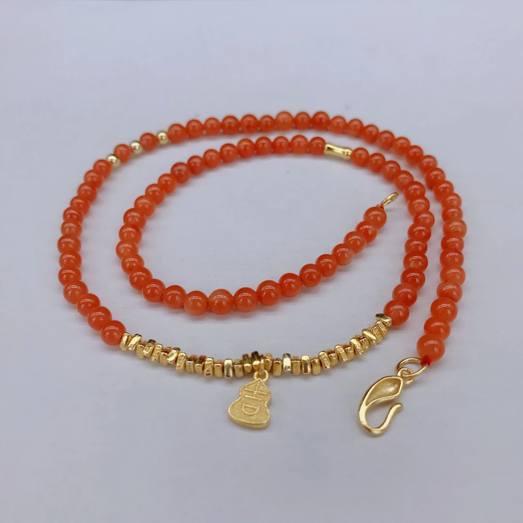 【小雪】南红保山精品DIY气质时尚碎银几两款女神链4mm