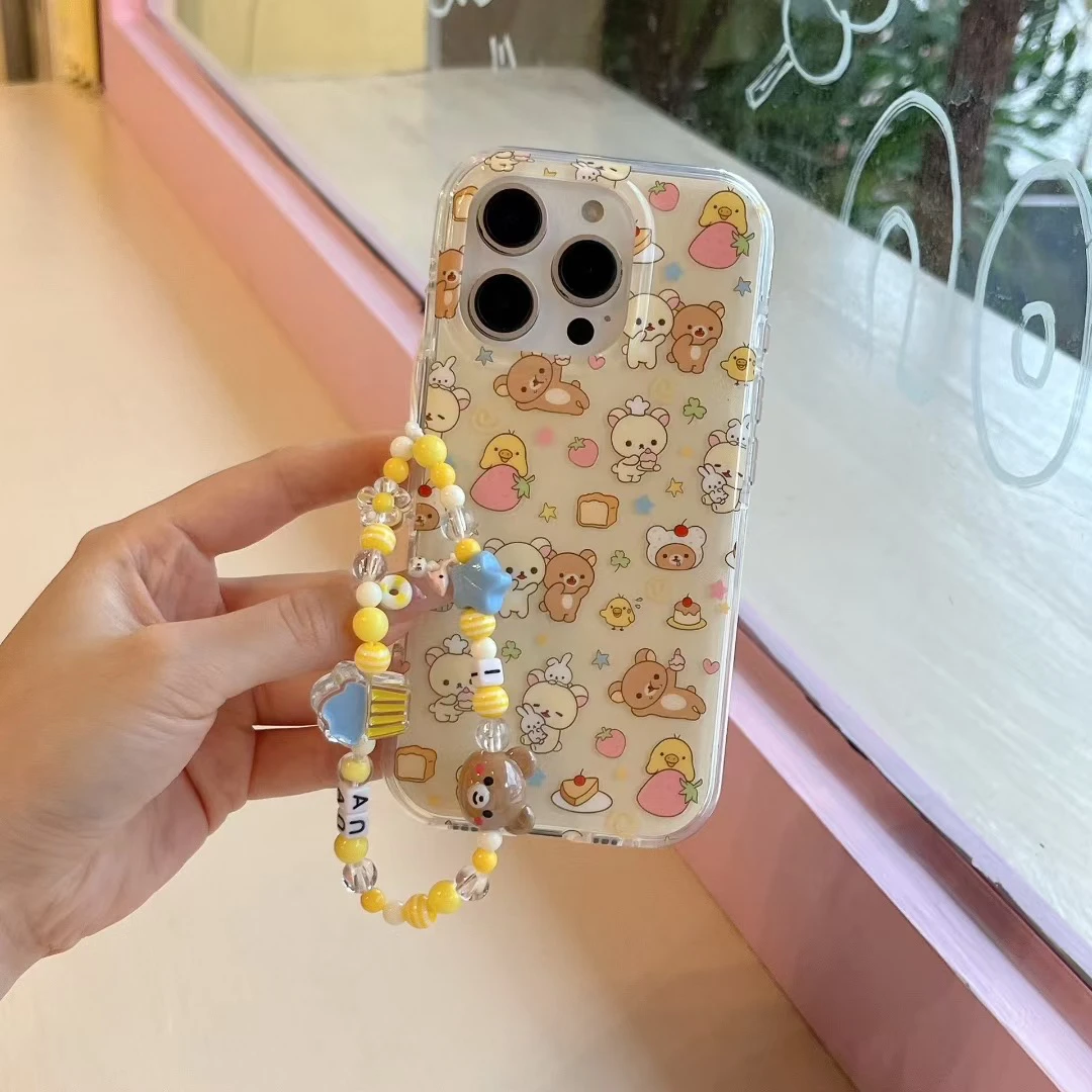 草莓轻松熊可爱imd双层手机壳适用于苹果iPhone16/15/14可爱