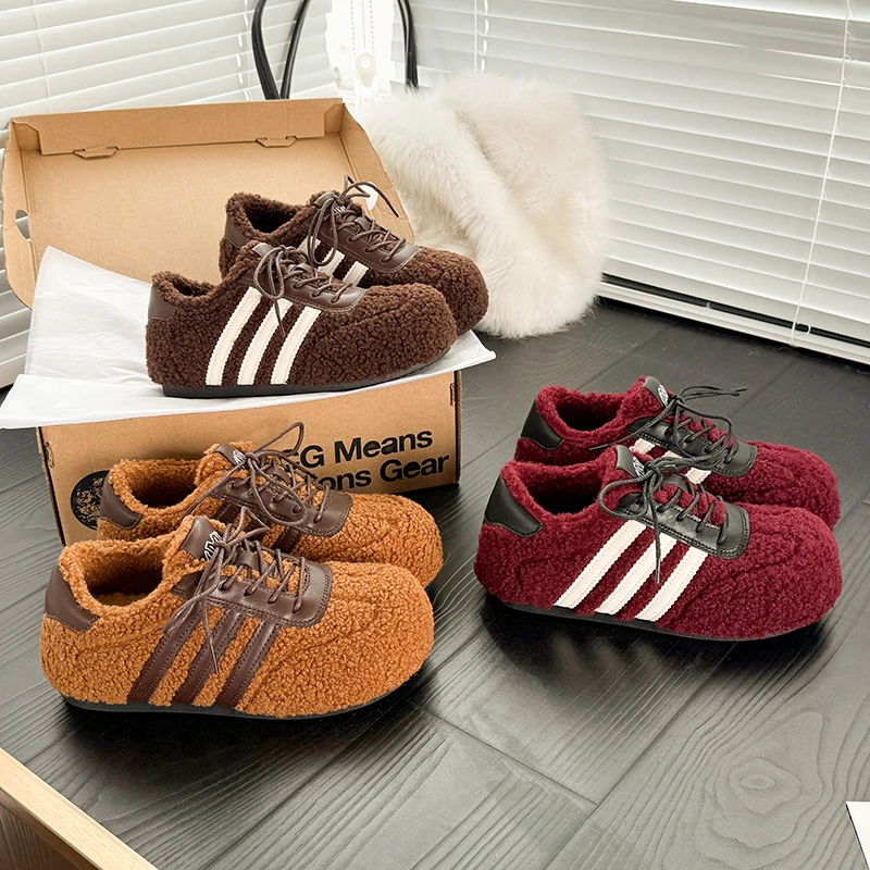 拼色德训鞋条纹休闲风雪地靴棉鞋棉靴/毛靴潮流风 K223