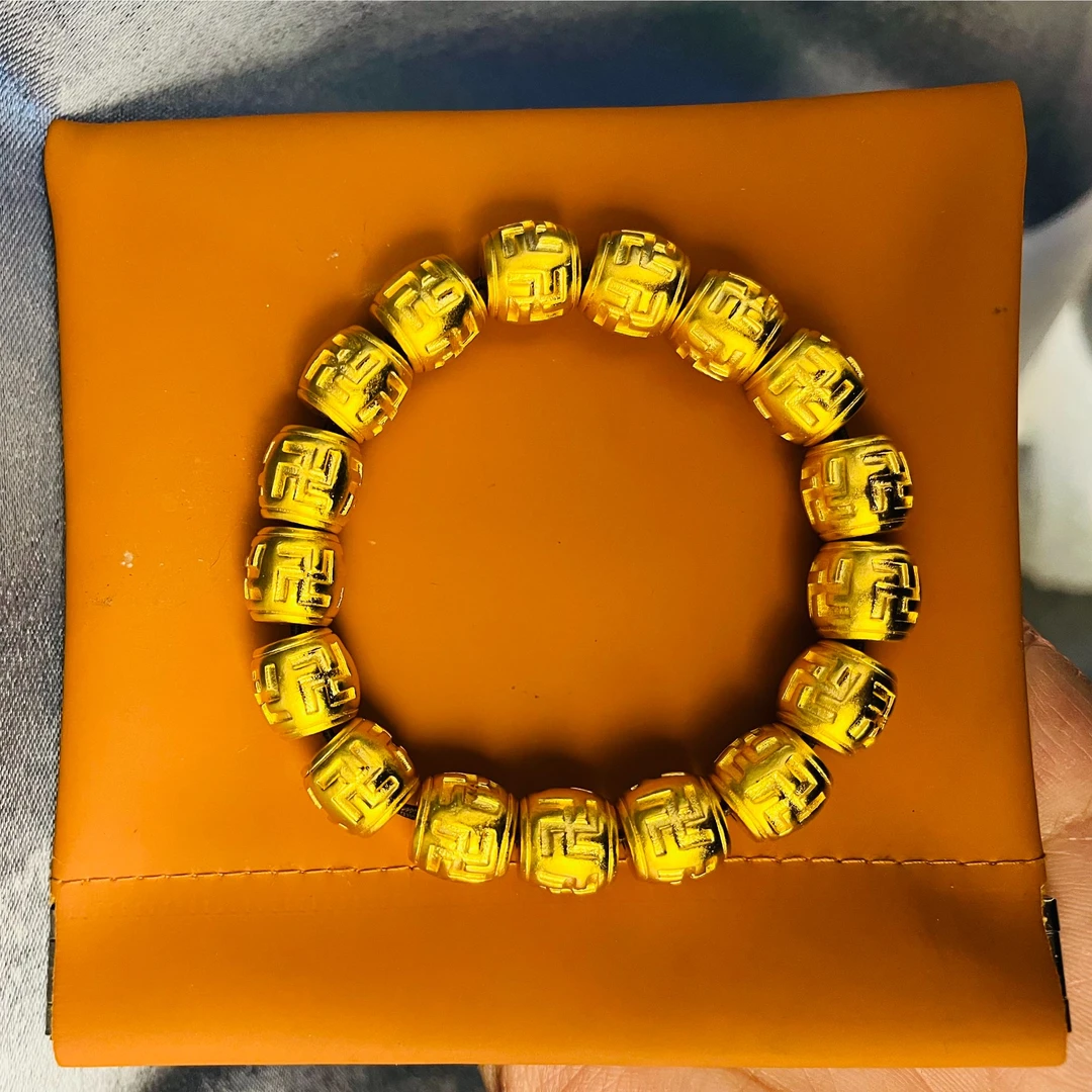 合金手链 卍字古法鼓珠手链