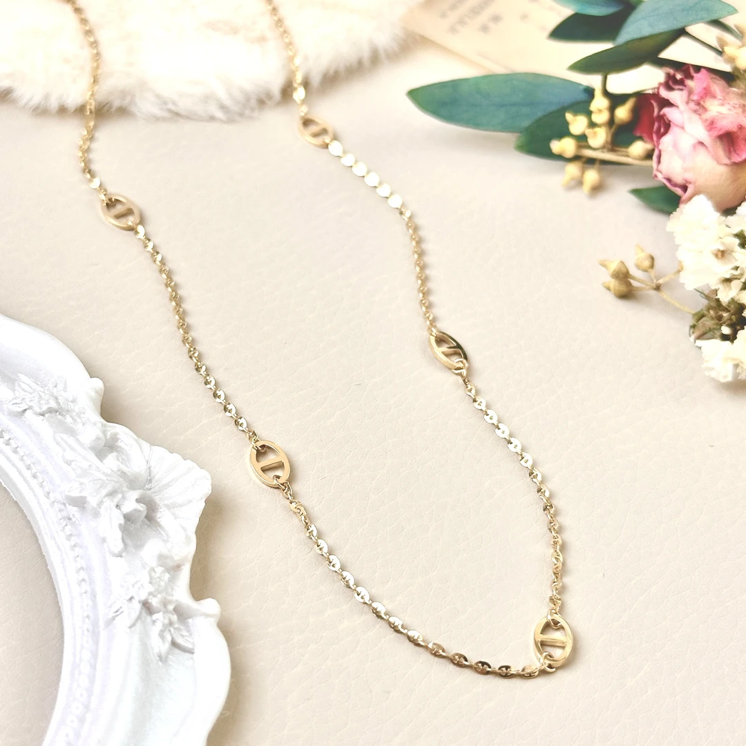 【美控MK】18k大小日字项链（猪鼻子）百搭时尚/多退少补多样性发其一