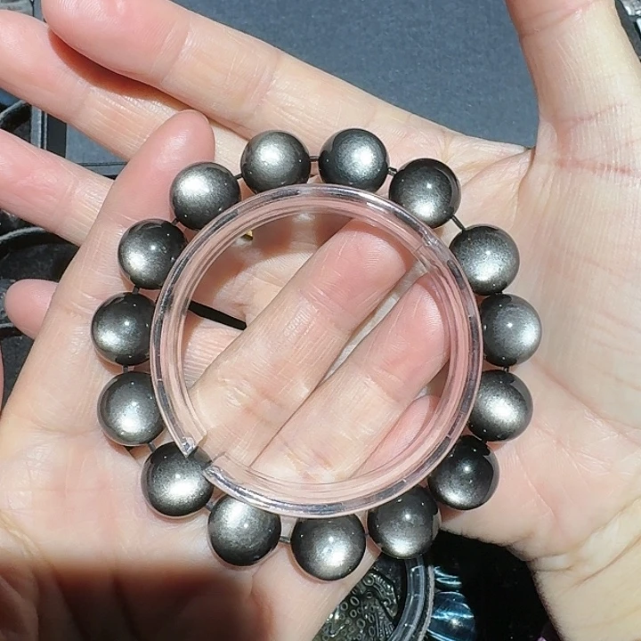 鲍***萍黑曜岩未镶嵌手链