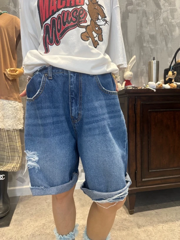 休闲百搭款韩国破洞牛仔短裤（no退no换）