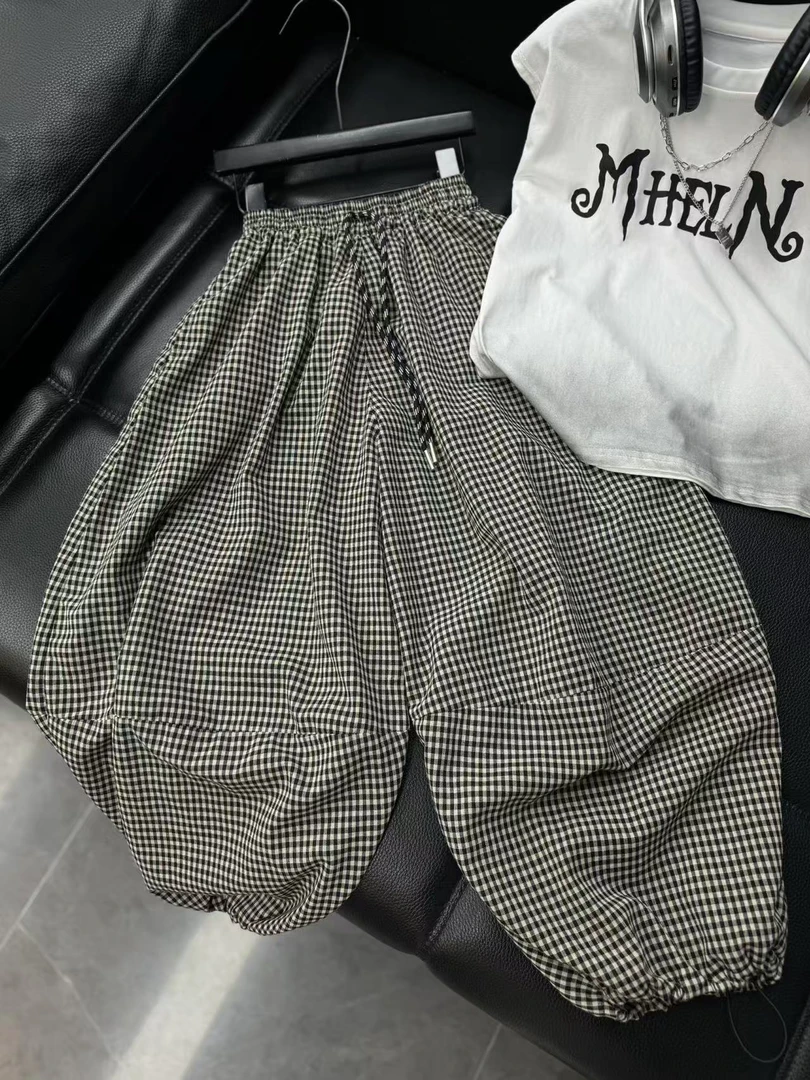 吾2025【Y】5月8日 儿童男童女童时尚格子百搭工装裤5278-