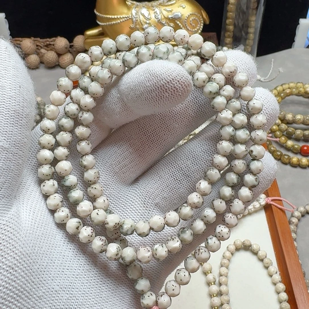 星月菩提手串石玉料6.7无相高冰料通体留白小细星多圈