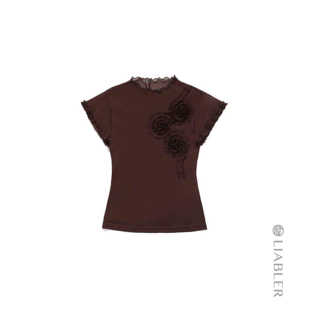 LIABLER/励 P25春夏立体花网纱上衣 LSS25126J