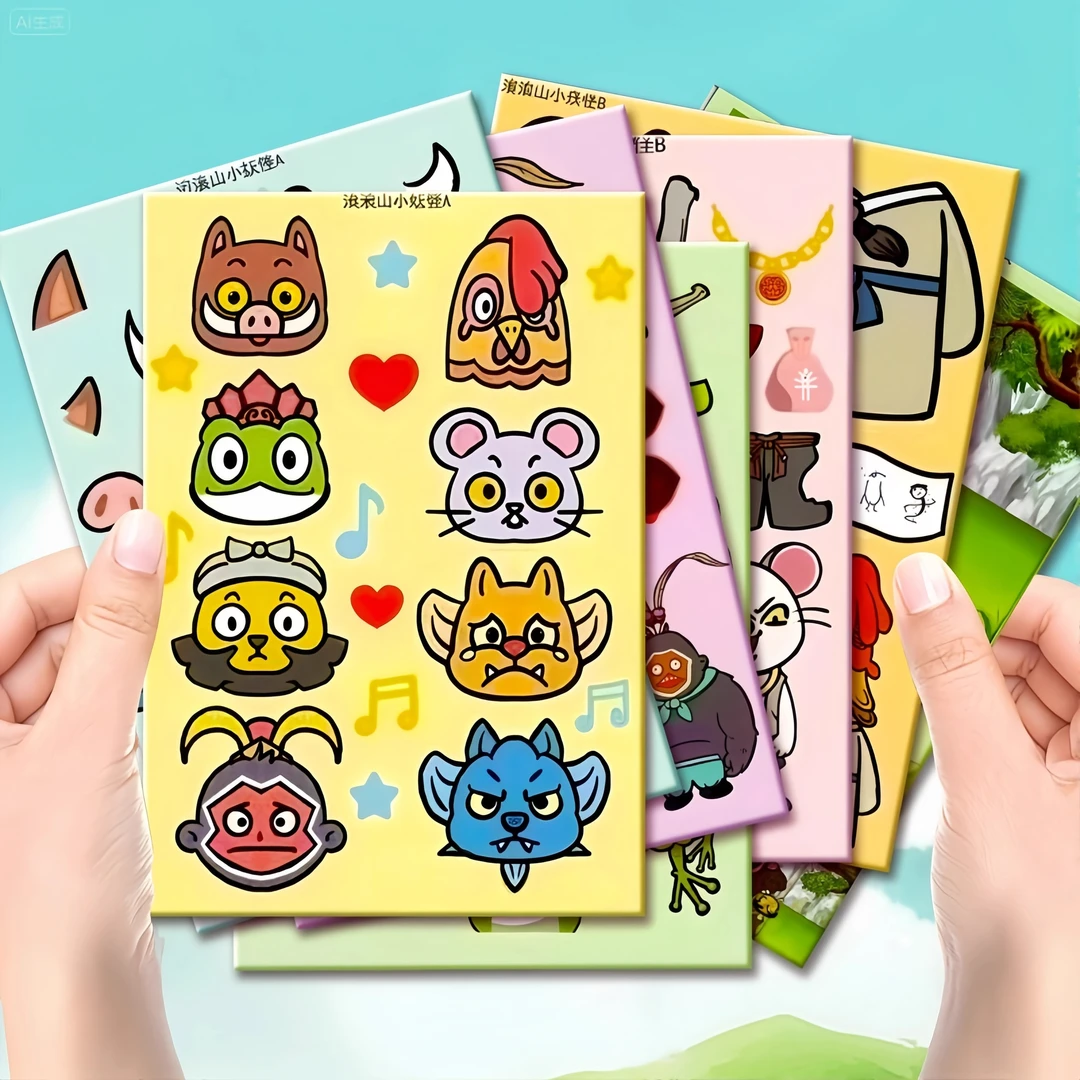 小浪浪山小妖怪贴纸3-6-12岁儿童益智贴画少儿卡通小女孩玩具女童
