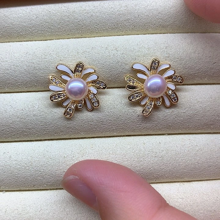 合金淡水珍珠耳饰