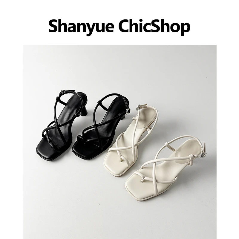 【断码现货】 6cm 局软细带跟夹趾凉鞋不磨脚舒适好穿显腿长~