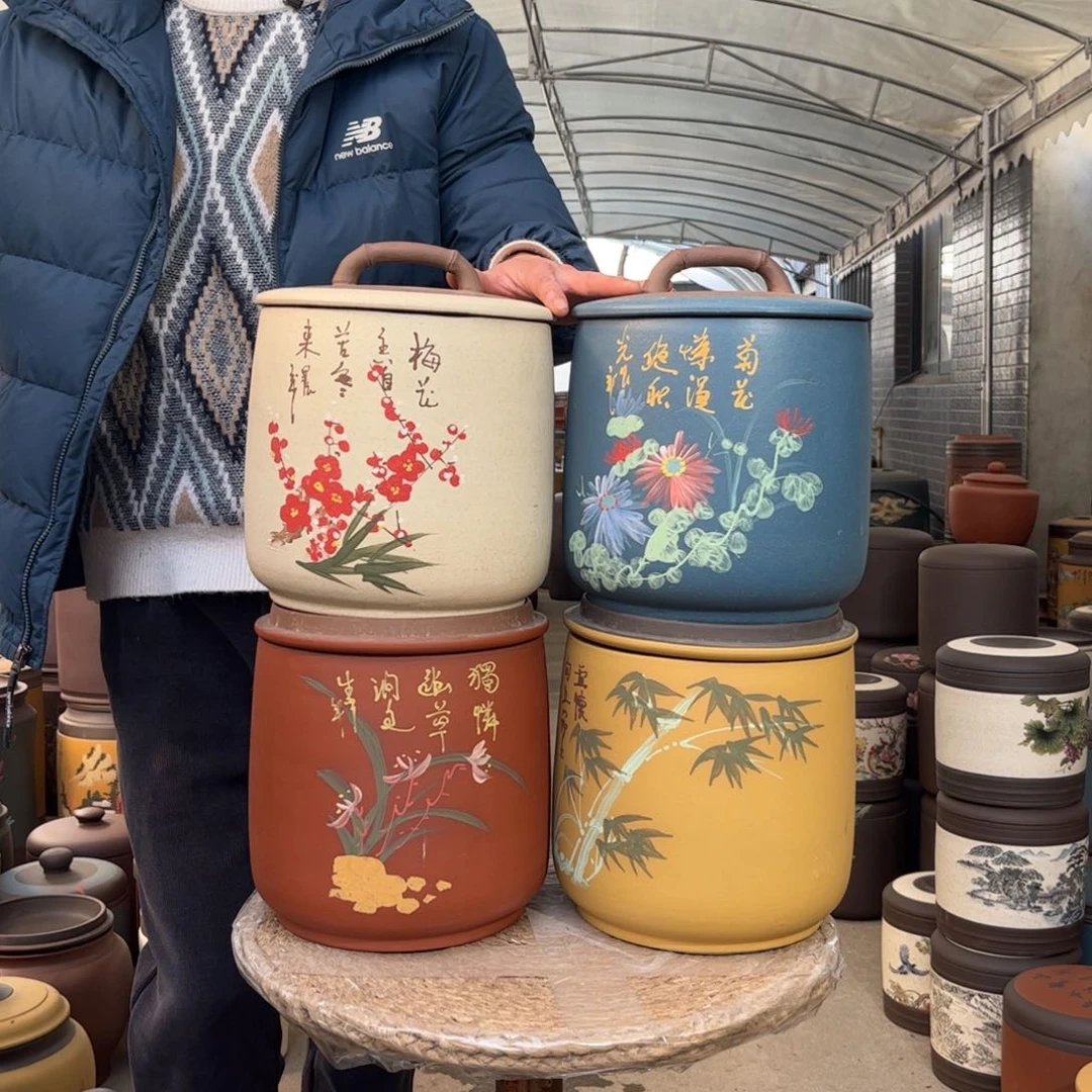 紫砂茶叶罐梅兰竹菊